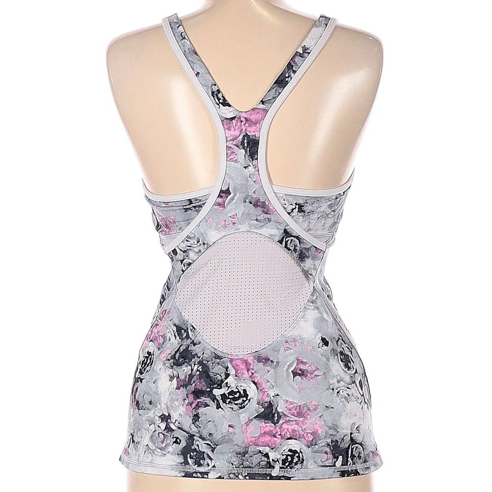 lululemon Rose Floral Illusion Ice Grey Razorback Mesh Back Energy Tank